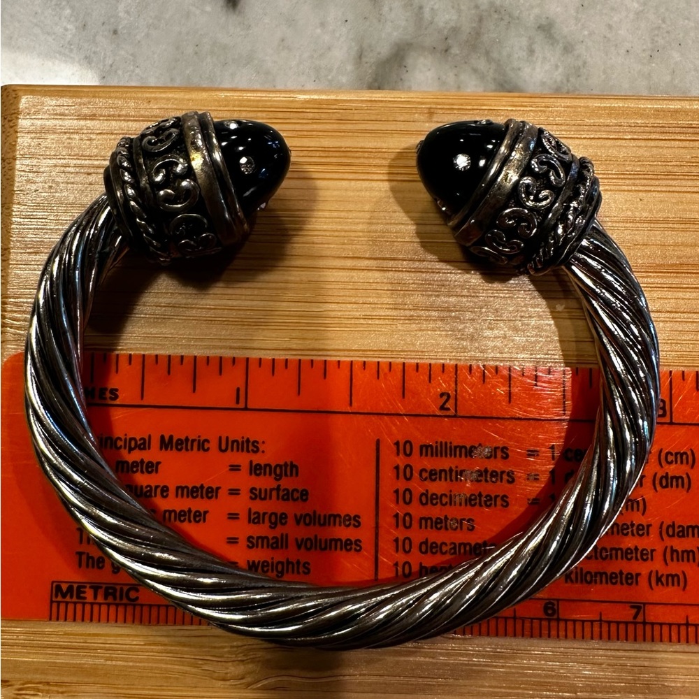 David Yurman style black rhinestone cuff - Picture 2 of 4